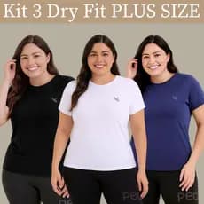 Kit 3 Camiseta Dry Fit Plus Size G1 G2 Tamanho Nobre Grande Academia Treino