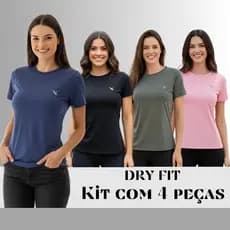 Kit 4 Blusa roupas de academia feminina T Shirt Dry fit  treino camiseta Academia Do P ao G2