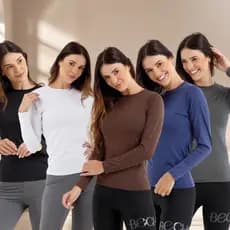 Kit 5 Blusa Manga Longa Térmica Feminina Lisa Proteção Uv50+ Comprida Segunda Pele