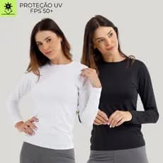 Kit 2 Blusa Manga Longa Térmica Feminina Camisa Proteção Uv Lisa