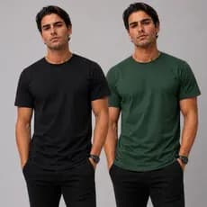Kit 2 Camiseta Basica Masculina Algodão Lisa Peruana Premium Confortável