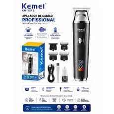 Máquina de Cortar Cabelo e Acabamento Sem Fio Kemei KM-1512 Cortador de Cabelo e Barbear Bivolt
