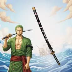 Katana Espada Shusui Zoro One Piece Lâmina Bambu Cosplay Sem Corte Com Suporte De Mesa