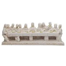 Escultura Decorativa Religiosa Cristã Católica da Santa Ceia Jesus e os 12 Apóstolos em Resina