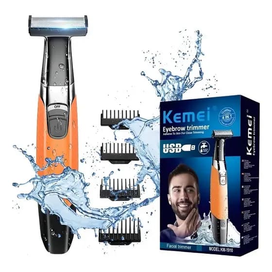 Kemei Barbeador Aparador Profissional KM-1910 ou KM-1909 Elétrico Recarregável IPX7