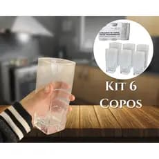Jogo 6 Copos Quadrado Texas Vidro 320ml Transparente Luxo Suco Miami Bali Agua Refrigerante