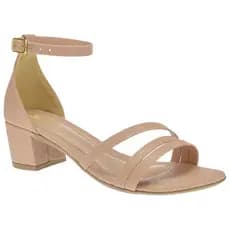 Sandália Feminina 3 Tiras Croco Saltinho Bloco Quadrado Baixo 203