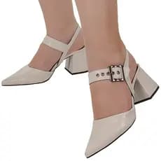 Sapato Feminino Scarpin Bico Fino Salto Quadrado Bloco Medio Social Moda 18400