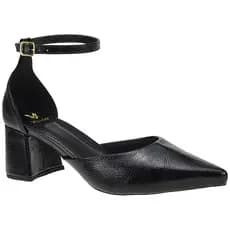 Sapato Feminino Scarpin Social Traseiro Fechado com Fivela Salto Bloco Bico Fino 0002