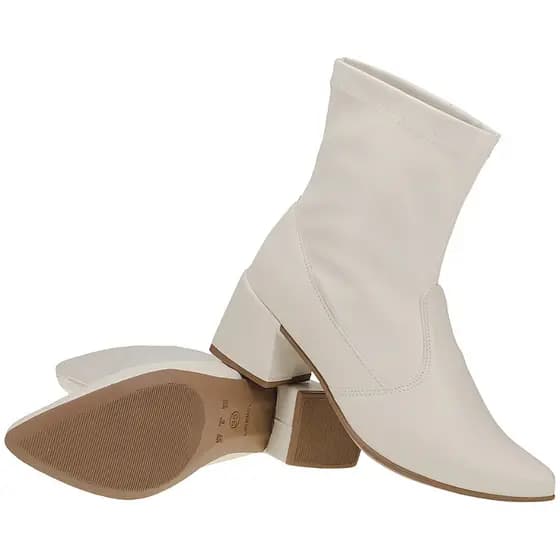 Bota Feminina Cano Curto com Stretch Salto Grosso e Bico Fino Moda Fashion 067