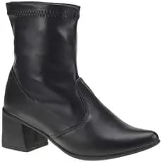 Bota Feminina Cano Curto com Stretch Salto Grosso e Bico Fino Moda Fashion 067
