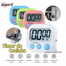 Timer Digital com Alarme | Temporizador para Cozinha e Estudo | Cronômetro Portátil
