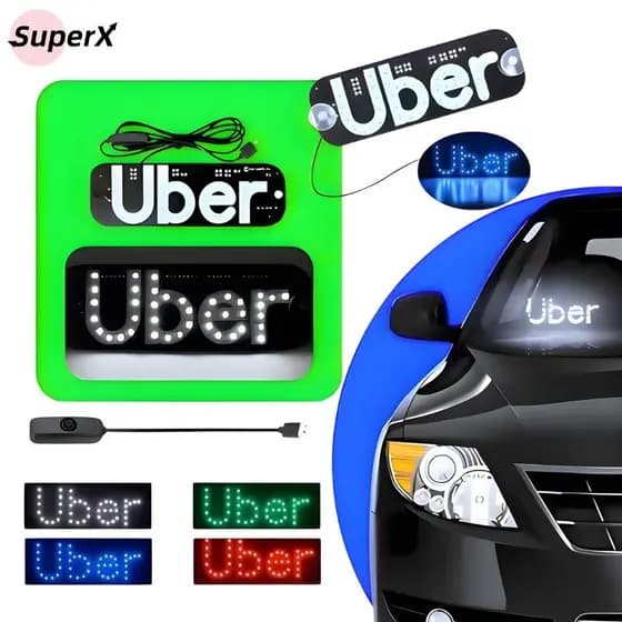 Placa de LED para Carro – Display Luminoso USB para Vidro Dianteiro (Ideal para Motoristas de App)