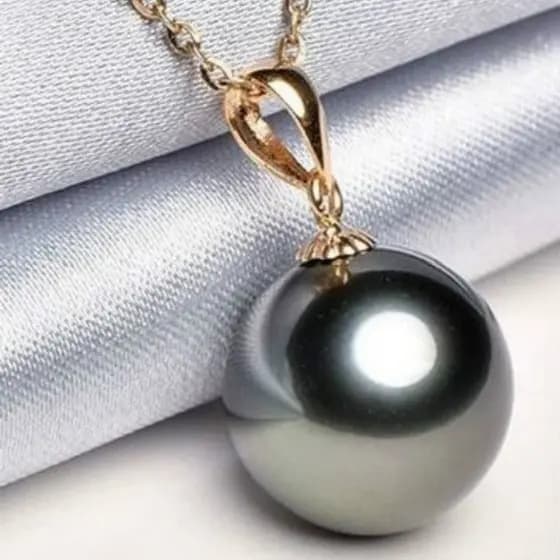 Colar com Pingente de Pérola, Corrente de Concha Preta para Clavícula, Corrente de Ouro 18k Grátis, Joia para Mulheres/M