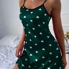 Pijama estampado com camisola e saia curta para uso doméstico VG87