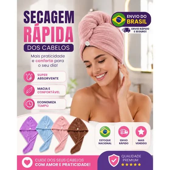 Toalha De Cabelo Banho Toalha Grossa Mágica para Secar Cabelo de Microfibra Grossa Touca Pós Banho