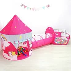 Barraca 3 em 1 Infantil Dobrável Piquenique das Princesas 3x1 Toca Tunel Com Variado Modelos