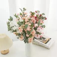 Bouquets Simulados Rosas Camélias Flores Artificiais Arranjos De Decoração De Mesa De Lar--5658