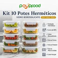 KIT 2 ou 10 POTES DE VIDRO RETANGULAR HERMETICOS MARMITA C/ TRAVA 640ML Armazenamento Alimentos Comida Refeição