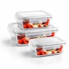 Kit 3 Potes Vidro Hermético Não Vaza Micro Freezer BPA Free