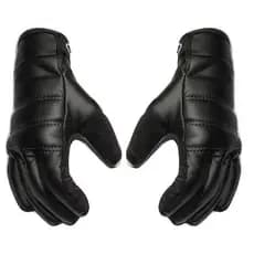 Luvas Retrô de Couro para Motocicleta / Luvas Impermeáveis para Moto/Fecho Zíper