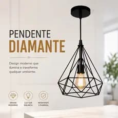 Luminária Pendente Diamante Eletrostático Aramado Lustre Moderno Decoração Sala Quarto Cozinha