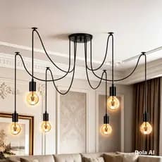 Lustre Aranha Luminária Alumínio Cabos Pendente Vintage Retrô - 110/220v inovador
