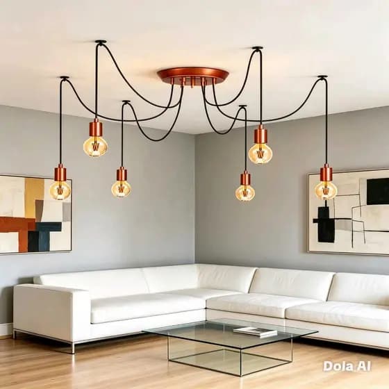 Lustre Aranha Luminária 6 Cabos Pendente Vintage Retrô - 110/220v ( Inovador )
