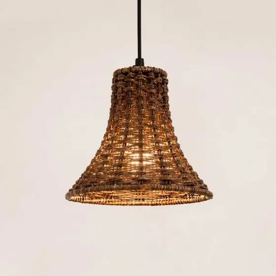 Pendente Artesanal Trançado Marrom Lustre Decorativo Para Cozinha Sala Jantar Gourmet