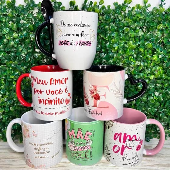 caneca de presente para mãe avó sogra de dia das mães aniversário melhor mãe do mundo coração colorida flores