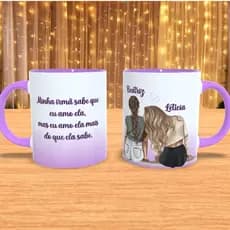 Caneca 325ml personalizada minha irmã sabe que eu amo ela mas eu amo ela mais do que ela sabe desenho caricatura