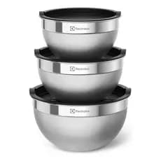 Conjunto de Bowls Electrolux Tigelas de Inox com Tampa Plastica - Electrolux - bacia inox bowl inox