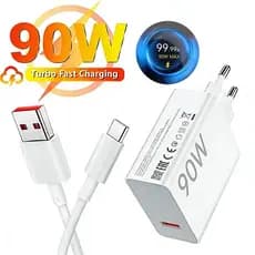 Carregador Turbo 90W Fonte e Cabo Tipo C 6A Carga Ultra Rápida Compatível Com Xiaomi