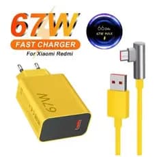 Carregador Turbo 67W Fonte e Cabo Tipo C 6A Carga Ultra Rápida Compatível Com Xiaomi