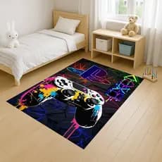 Tapete Retangular 100x140 Antiderrapante Infantil Baby Meninos Quarto Sala Decoração Game Gamer Jogador Jogo