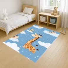 Tapete Retangular 100x140 Antiderrapante Infantil Baby Meninos Ursinho Menina Quarto Decorado Desenho Dino