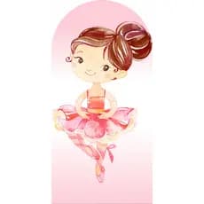 Capa Painel de Festa Romano Grande 2,0x1,0 Tecido Sublimado Mini 50x30 Meninas Rosa Aniversário Sapatilha Bailarina