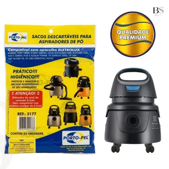 Sacos para Aspirador de Pó Electrolux Flex 1400 Awd01 Aqp20 A10T GT3000 (2177)