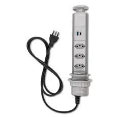 Torre De 3 Tomadas Usb A Usb C Multiplug 20a Retrátil Cinza