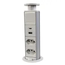 Torre De Tomada Cinza Usb Tipo C + A Turbo + 2 Elétricas 10A