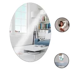 Espelho Acrílico Oval Adesivo 30x20cm Decorativo Inquebrável Quarto Banheiro