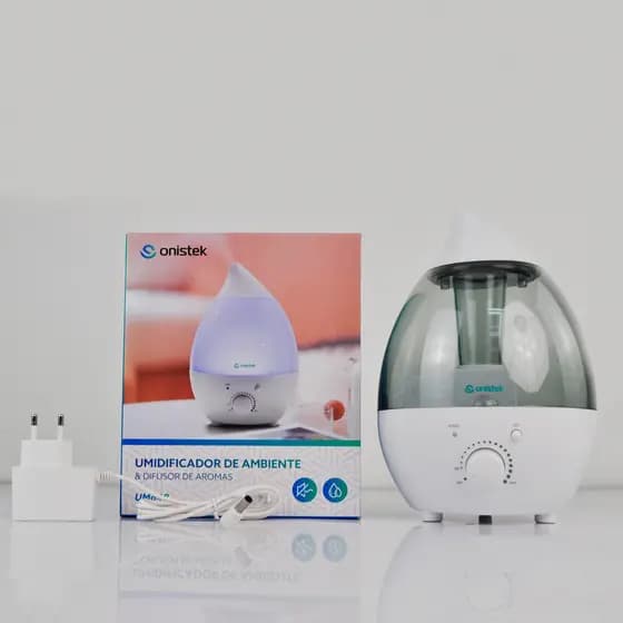 Umidificador de Ar com Difusor Essências 1,5L Ultrassônico Silencioso 7 Cores LED 16h Autonomia