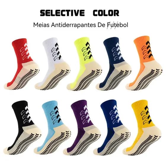 kit 12 Meia de compressão masculina cano alto antiderrapante Futebol Algodão qualidade ventilação