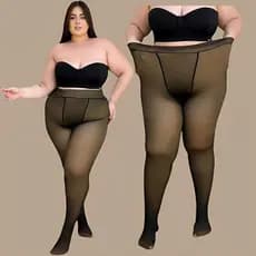 Meia Calça Feminina Plus Size Interno Translucida Super Elástica Têm Forro Interno Sem Pelúcia