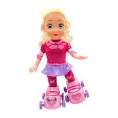 Boneca Garota Radical Patins Brinquedo Luzes Coloridas Elétrico