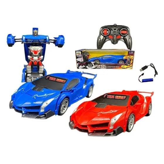 Carrinho Controle Remoto Recarregável Transformers Robô Sport Racing Car