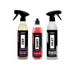 Kit Brilho para Pneus com Izer Limpador De Roda Delet Limpador De Pneu Shiny Pretinho Vonixx