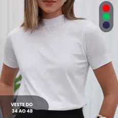 Blusa Feminina T-shirt Camiseta Gola Alta Algodão Premium Luxo Elegante
