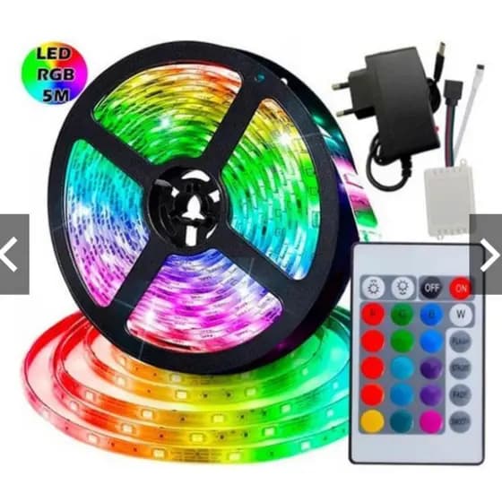 Fita LED 5m Ultra RGB Prova D'agua com Fonte e Controle ML-9008m