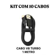 KIT C/ 10 CABOS CARREGADOR V8 - 1 METROl